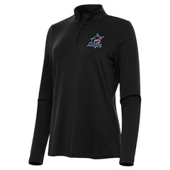 Miami Marlins Antigua Women's Reprocess Quarter-Zip Top - Black