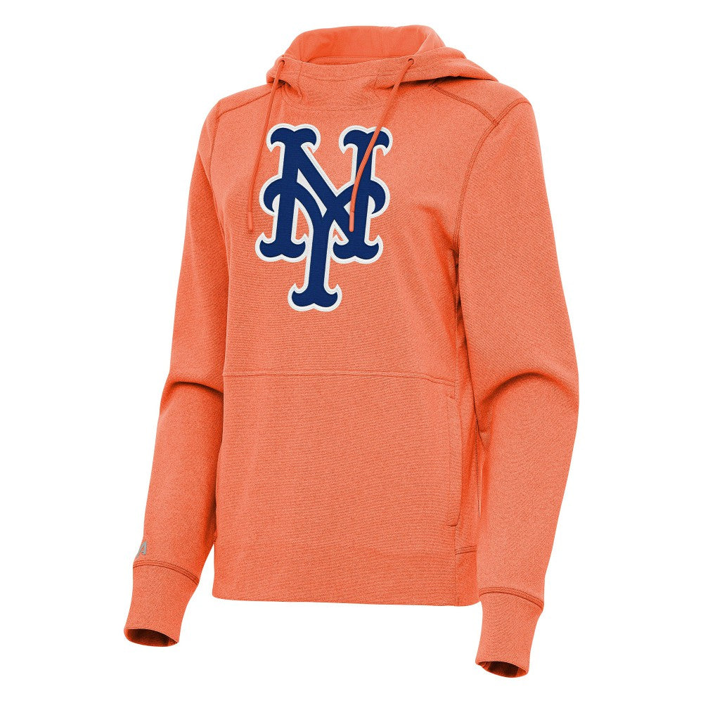 New York Mets Antigua Women's Justice Pullover Hoodie Heather Orange