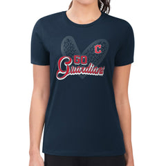 Cleveland Guardians G-III 4Her by Carl Banks Women's Super-Slim Fit Lightweight Leopard Heart T-Shirt Navy