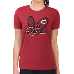 Cincinnati Reds G-III 4Her by Carl Banks Women's Super-Slim Fit Lightweight Leopard Heart T-Shirt Red