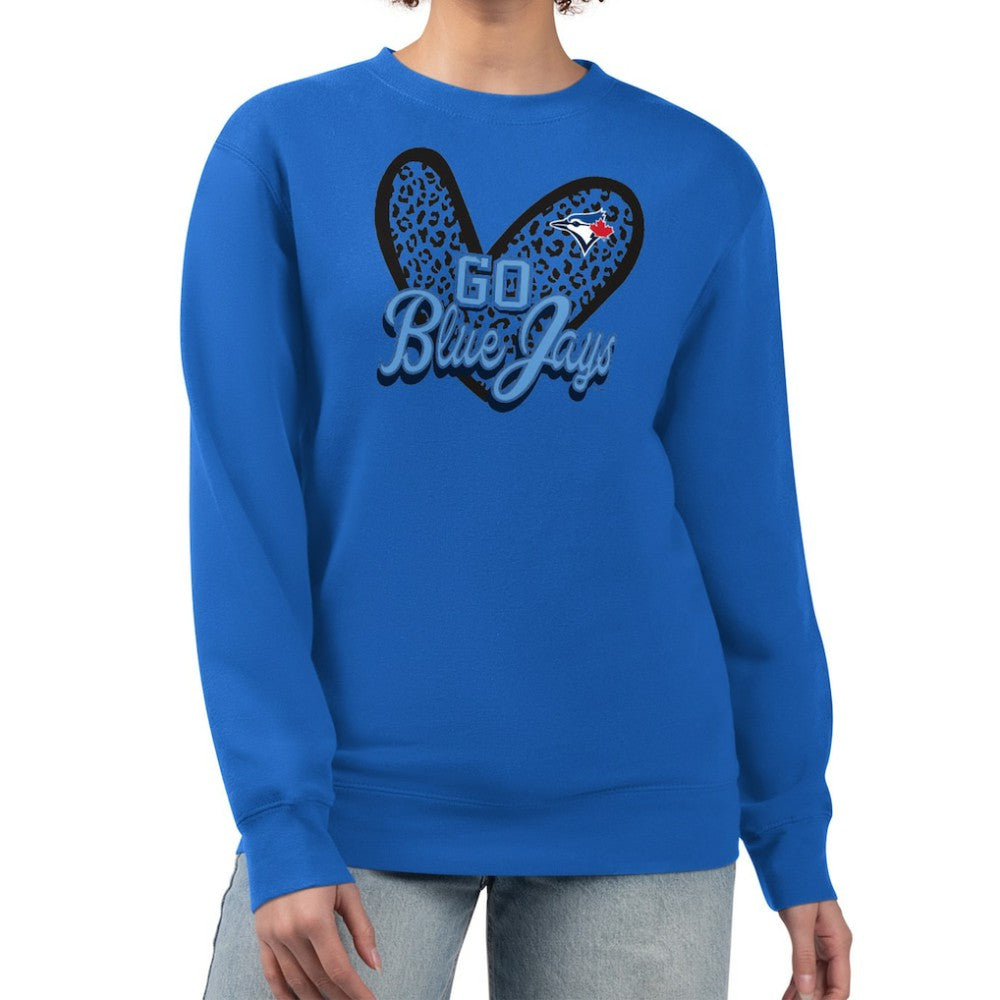 Toronto Blue Jays G-III 4Her by Carl Banks Women's Leopard Heart Pullover Sweatshirt Royal