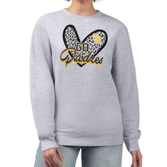 San Diego Padres G-III 4Her by Carl Banks Women's Leopard Heart Pullover Sweatshirt Heather Gray