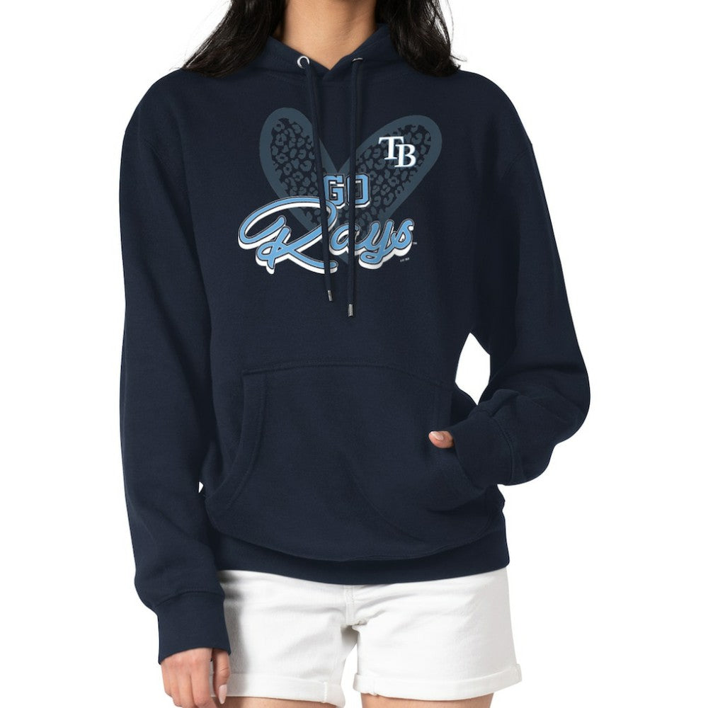 Tampa Bay Rays G-III 4Her by Carl Banks Women's Leopard Heart Pullover Hoodie Navy