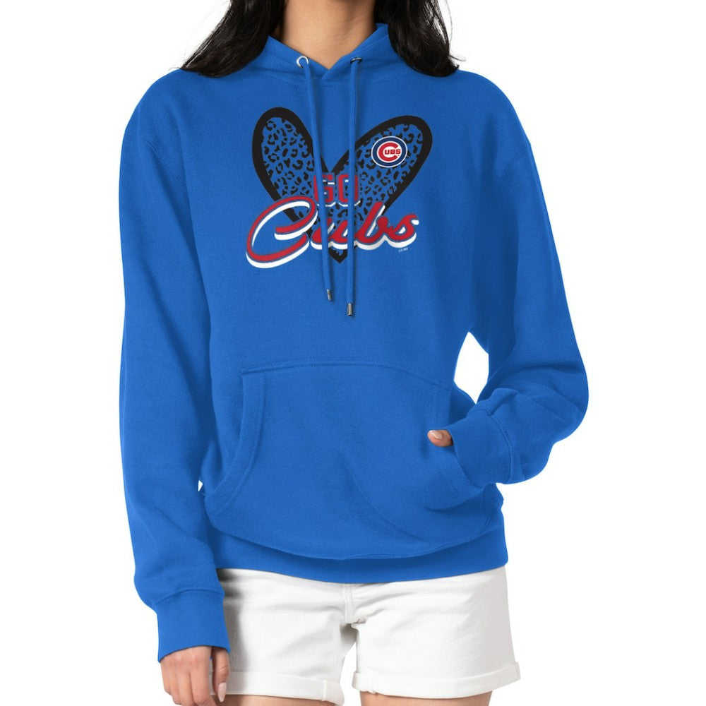 Chicago Cubs G-III 4Her by Carl Banks Women's Leopard Heart Pullover Hoodie Royal