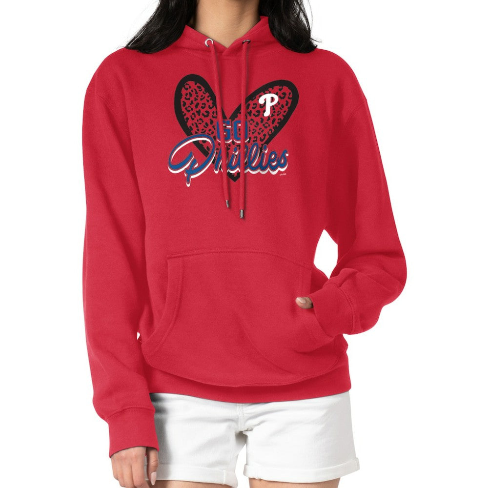 Philadelphia Phillies G-III 4Her by Carl Banks Women's Leopard Heart Pullover Hoodie Red