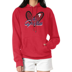 Philadelphia Phillies G-III 4Her by Carl Banks Women's Leopard Heart Pullover Hoodie Red