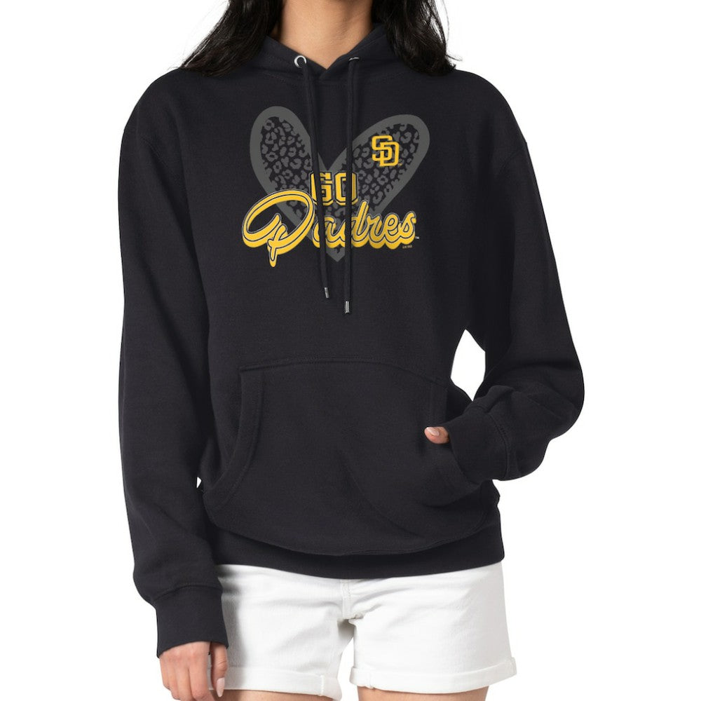 San Diego Padres G-III 4Her by Carl Banks Women's Leopard Heart Pullover Hoodie Black