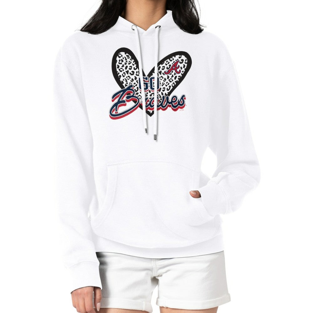 Atlanta Braves G-III 4Her by Carl Banks Women's Leopard Heart Pullover Hoodie White