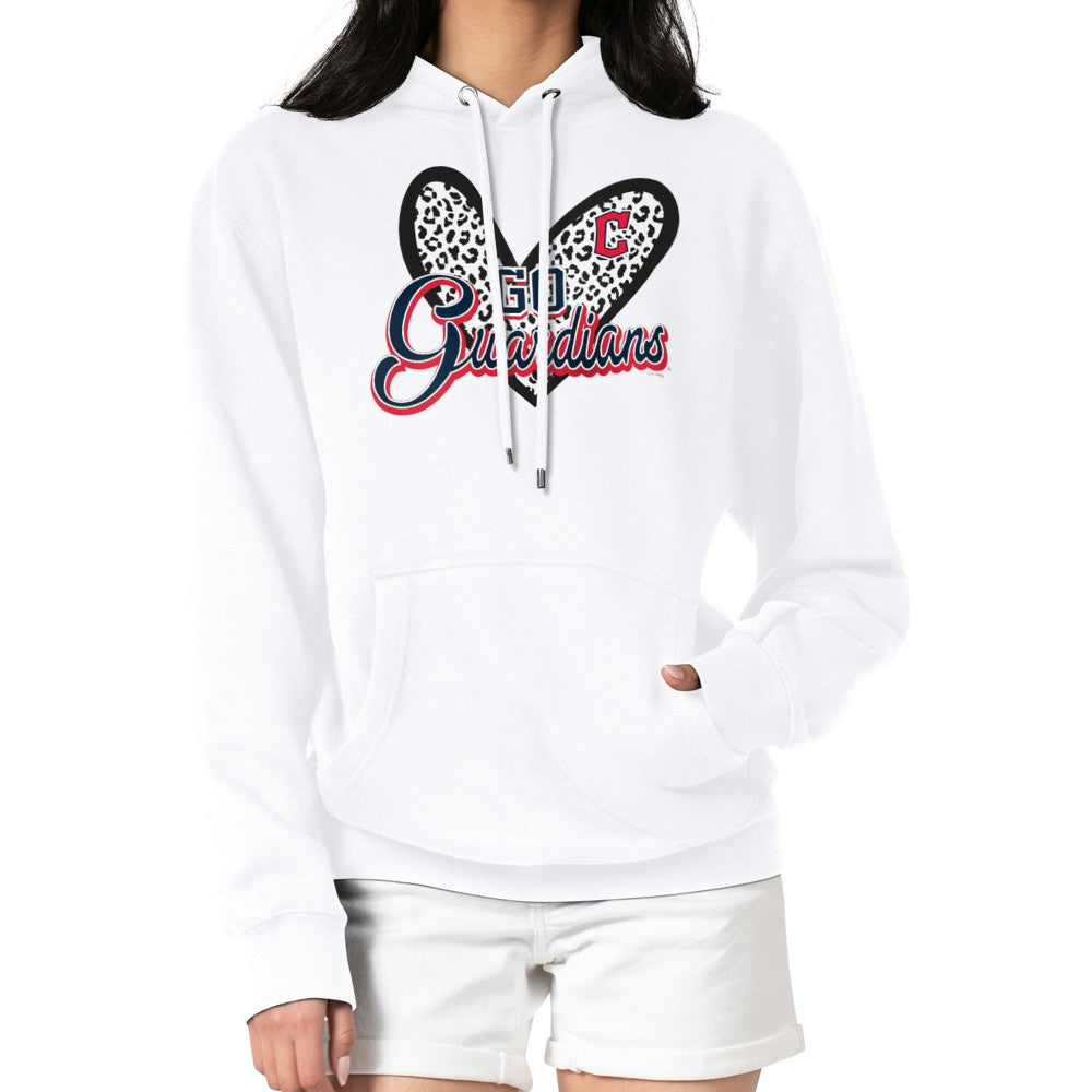 Cleveland Guardians G-III 4Her by Carl Banks Women's Leopard Heart Pullover Hoodie White