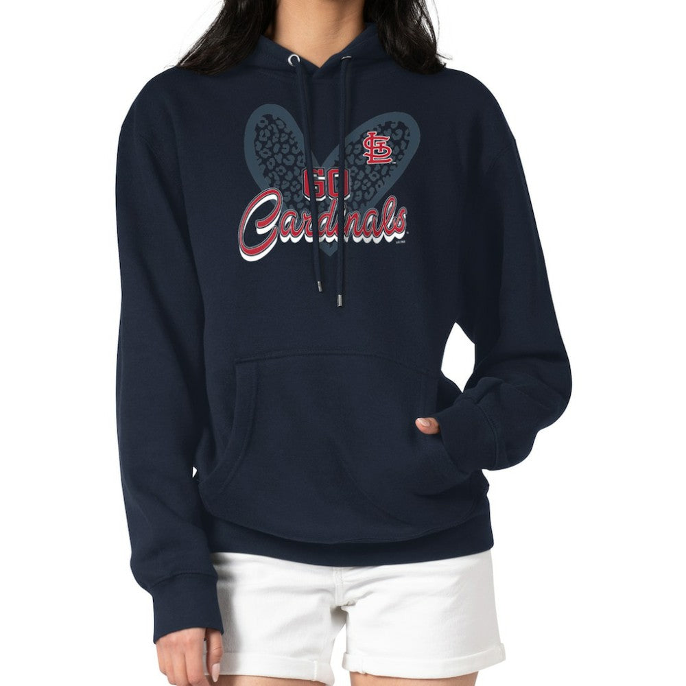 St. Louis Cardinals G-III 4Her by Carl Banks Women's Leopard Heart Pullover Hoodie Navy