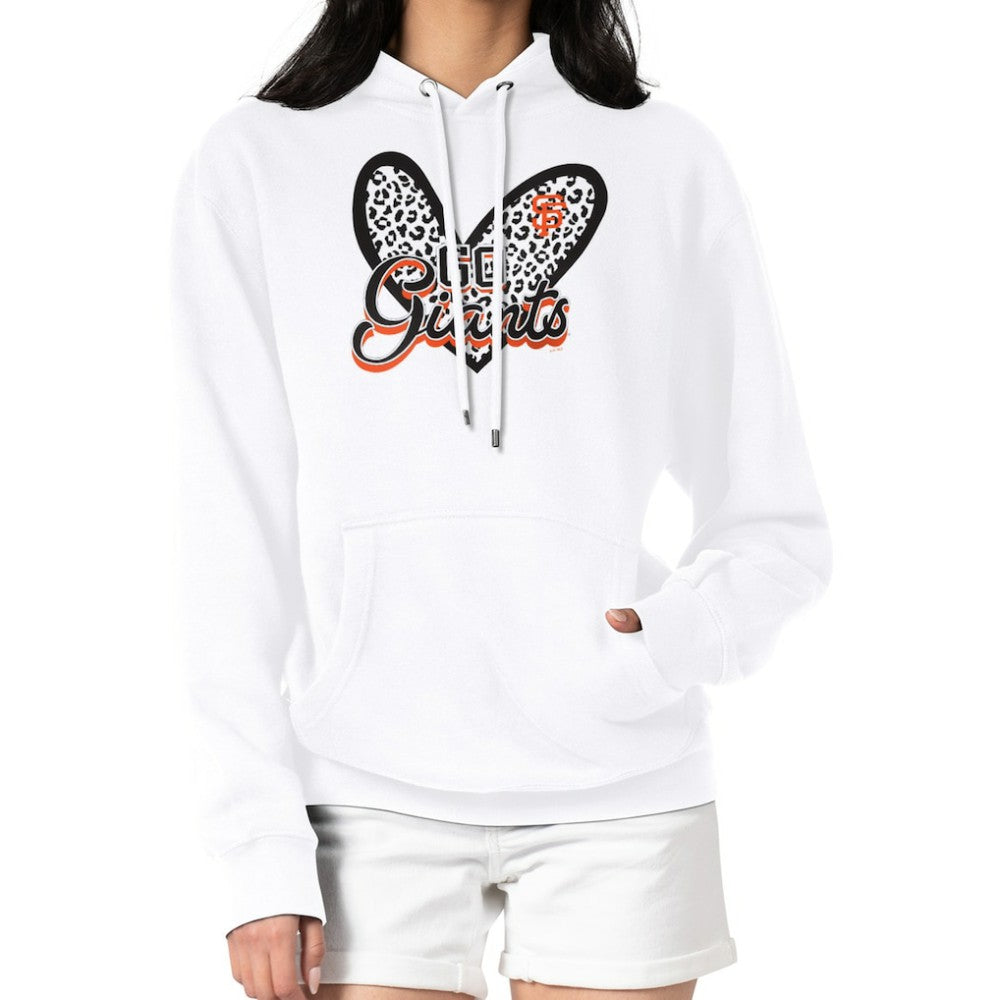 San Francisco Giants G-III 4Her by Carl Banks Women's Leopard Heart Pullover Hoodie White