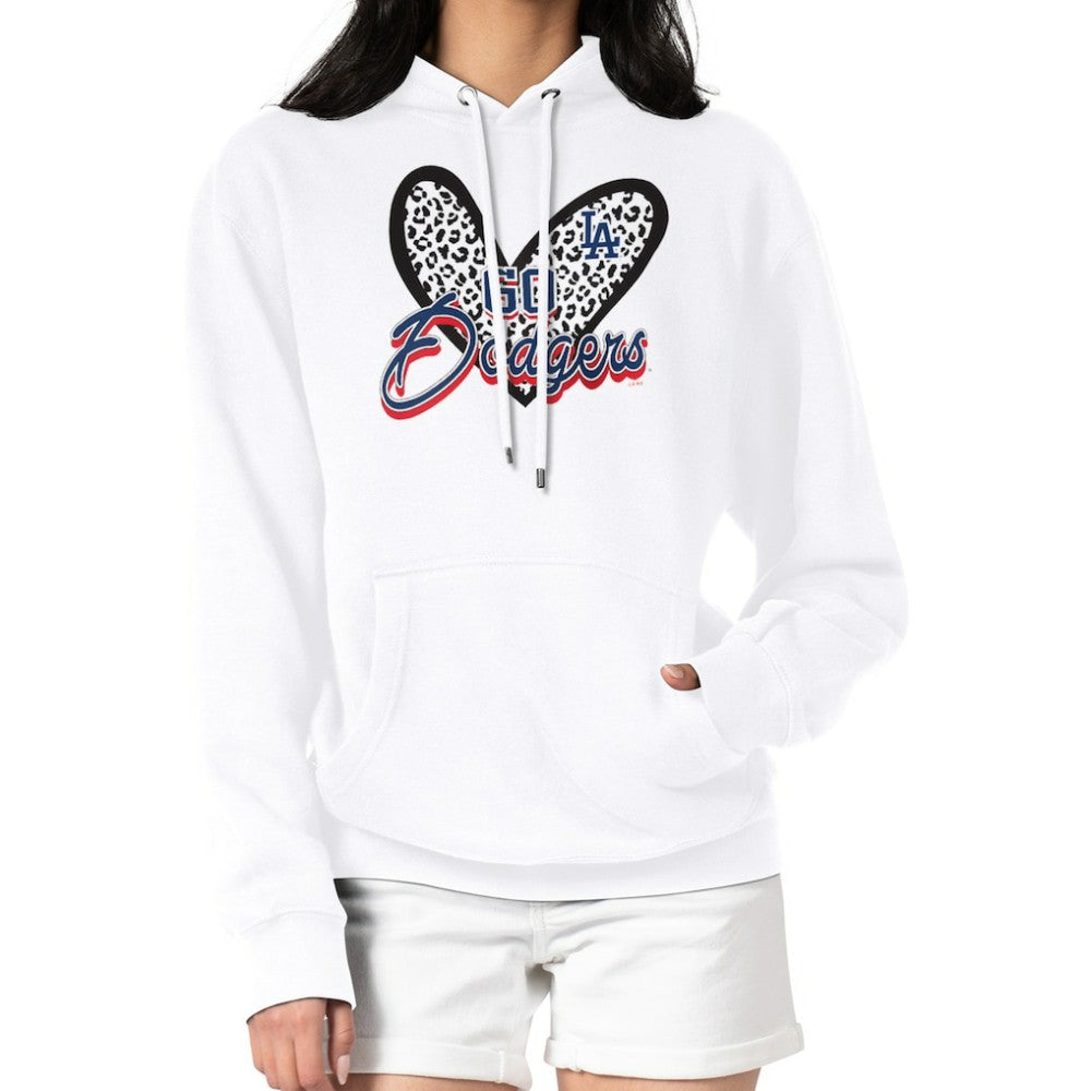 Los Angeles Dodgers G-III 4Her by Carl Banks Women's Leopard Heart Pullover Hoodie White