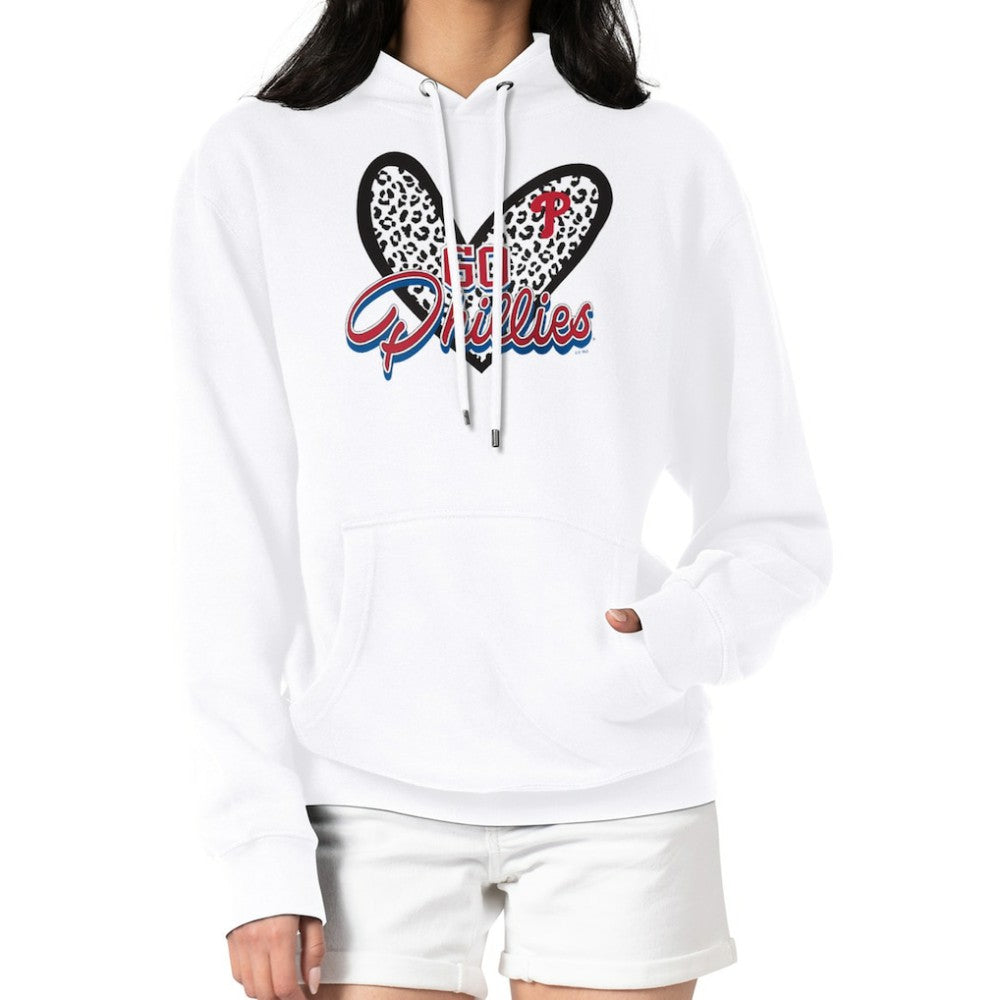 Philadelphia Phillies G-III 4Her by Carl Banks Women's Leopard Heart Pullover Hoodie White