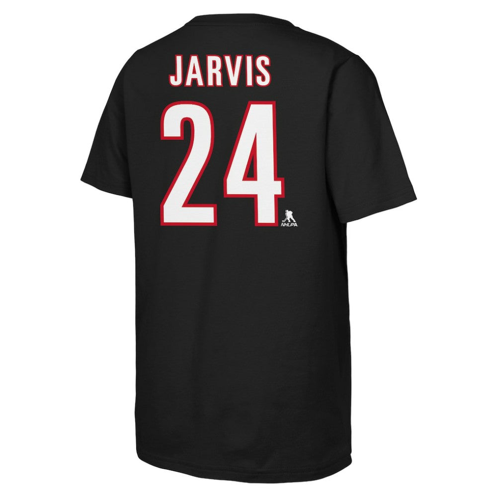 Seth Jarvis Carolina Hurricanes Youth Player Name & Number T-Shirt Black