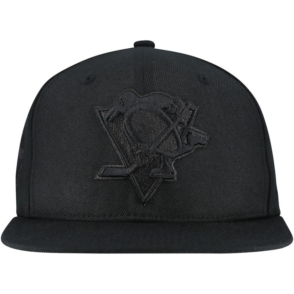 Pittsburgh Penguins Mitchell & Ness Soul Strike Pearl Tonal Snapback Hat Black
