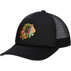 Chicago Blackhawks Mitchell & Ness Youth Core Trucker Adjustable Hat Black