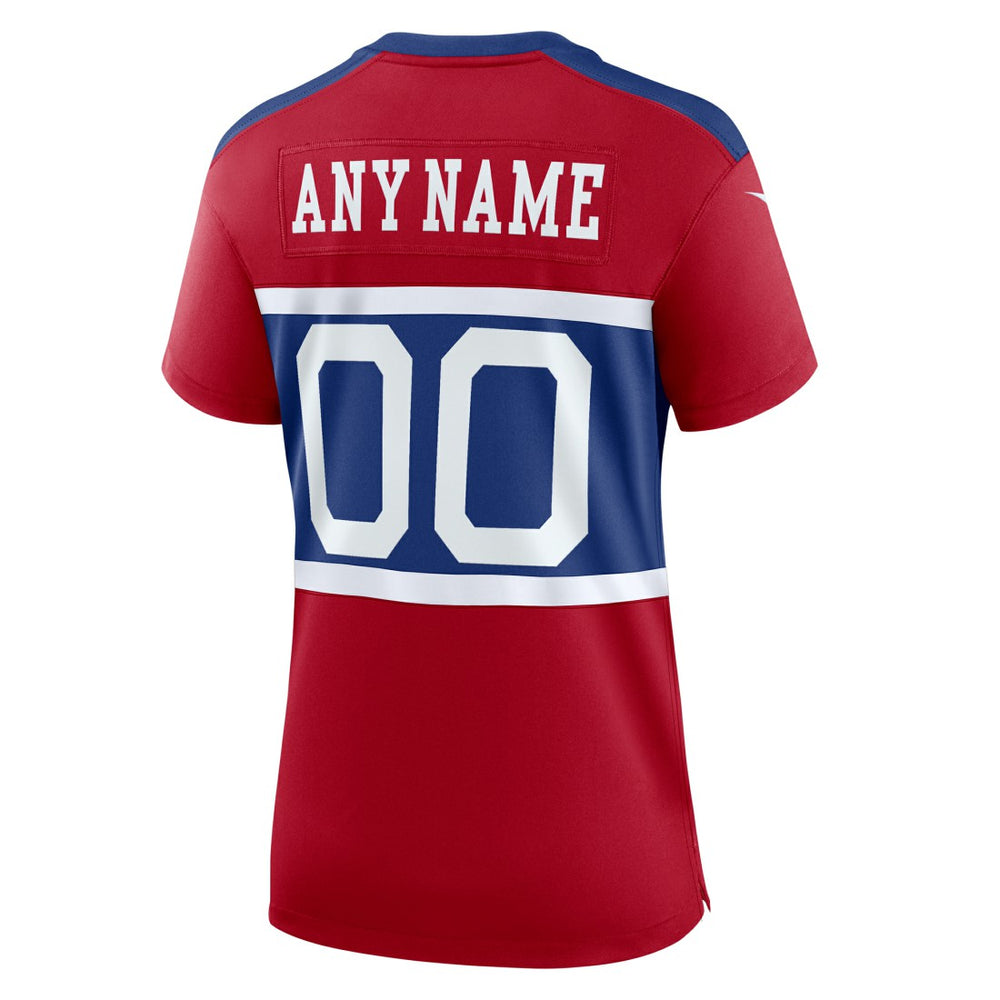 New York Giants Women's Alternate Game Custom Jersey - Century Red