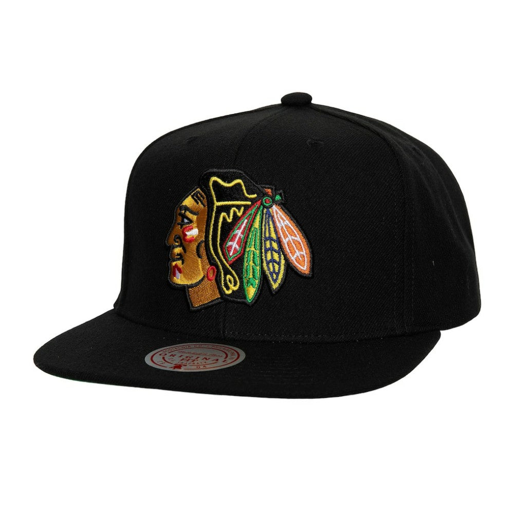 Chicago Blackhawks Mitchell & Ness Core Top Spot Snapback Hat Black