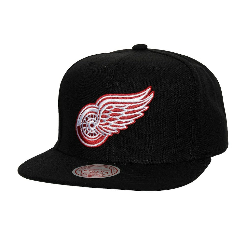 Detroit Red Wings Mitchell & Ness Core Top Spot Snapback Hat Black