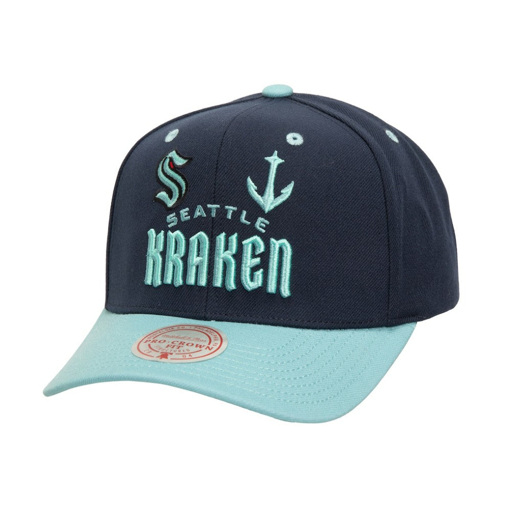 Seattle Kraken Mitchell & Ness All In 2.0 Pro Crown Adjustable Hat Black
