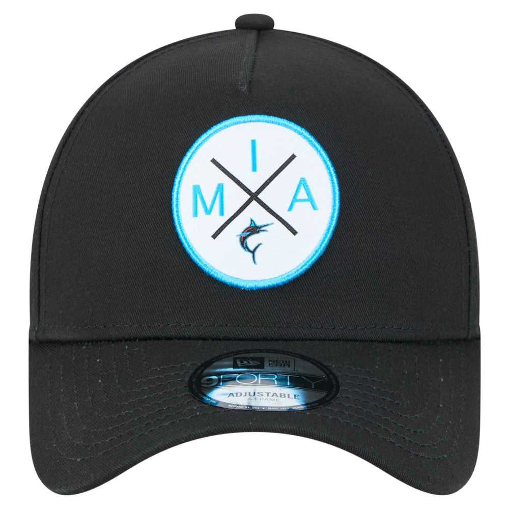 Miami Marlins 9FORTY A-Frame Adjustable Hat Black | New Era