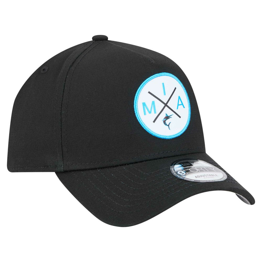 Miami Marlins 9FORTY A-Frame Adjustable Hat Black | New Era