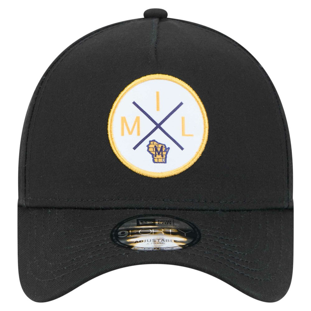 Milwaukee Brewers 9FORTY A-Frame Adjustable Hat Black | New Era