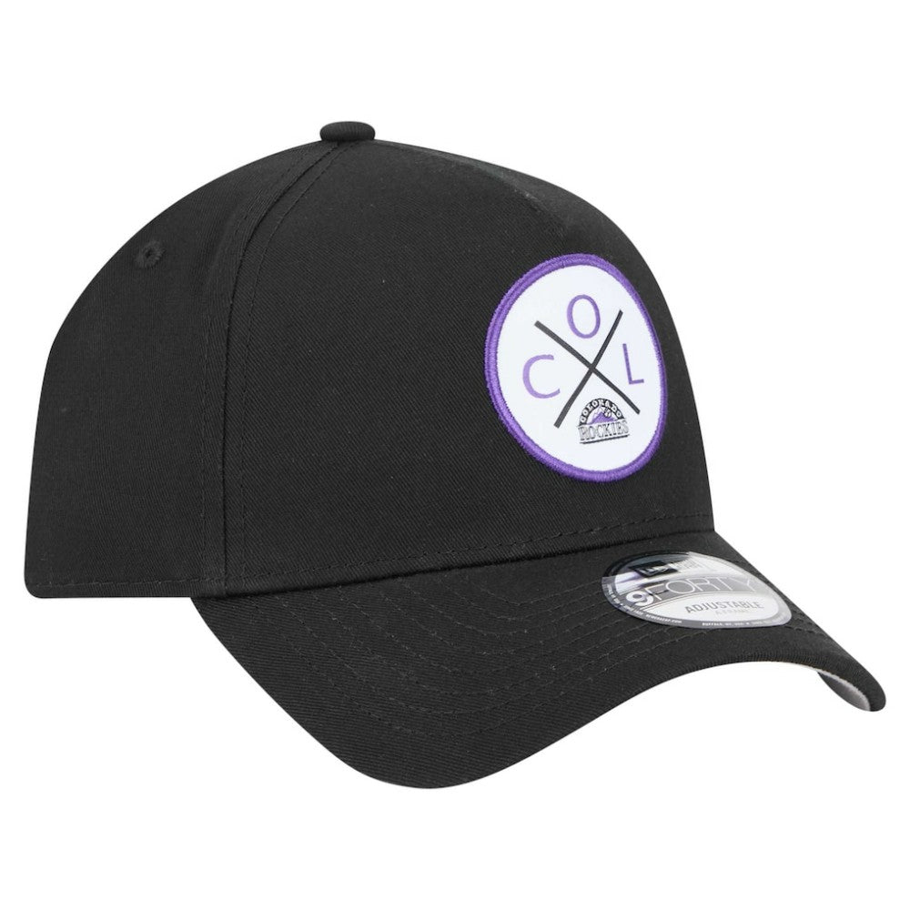 Colorado Rockies 9FORTY A-Frame Adjustable Hat Black | New Era