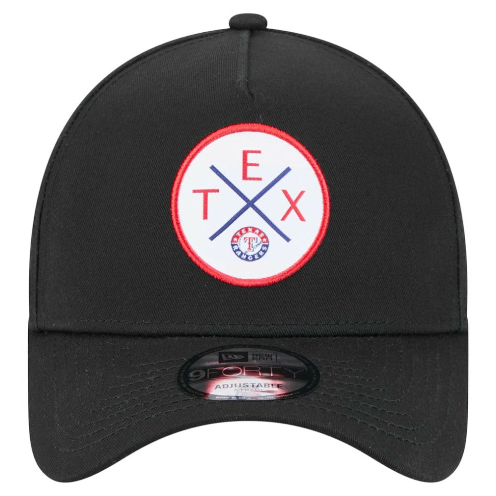 Texas Rangers 9FORTY A-Frame Adjustable Hat Black | New Era