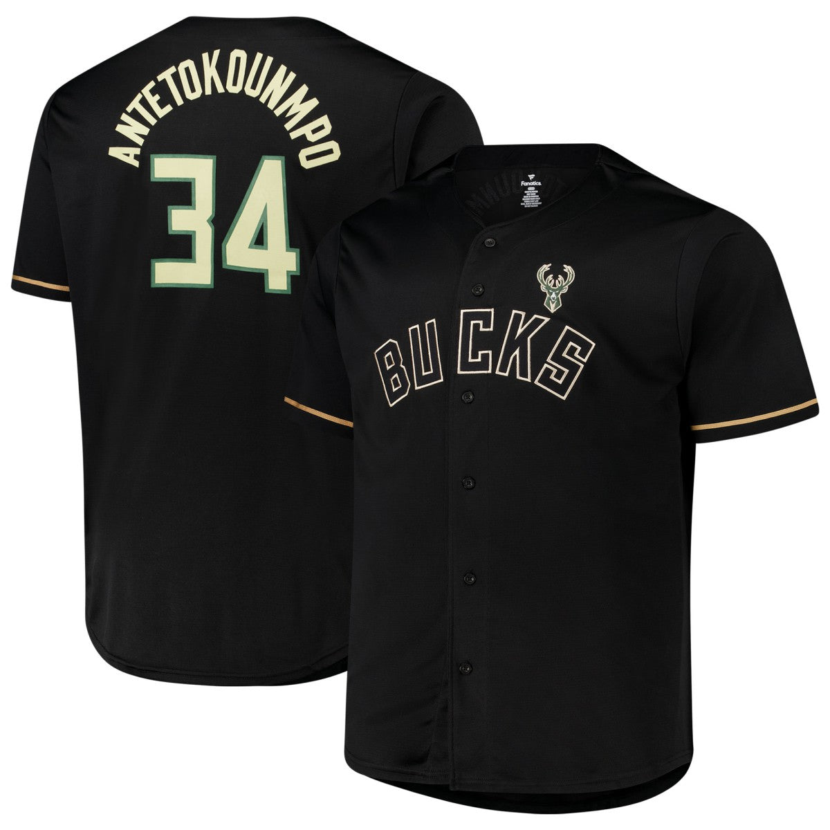 Giannis Antetokounmpo Milwaukee Bucks Profile Big & Tall Name & Number Button-Up Jersey - Black online