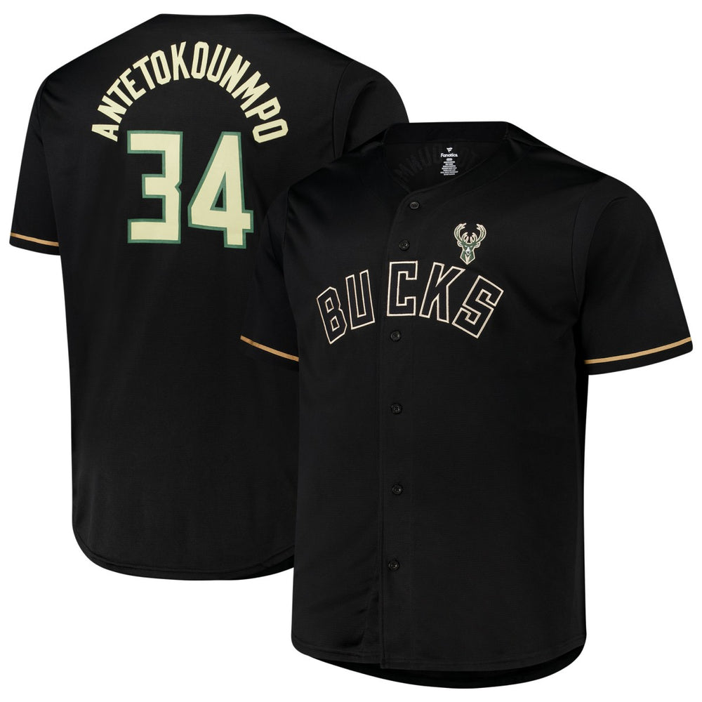 Giannis Antetokounmpo Milwaukee Bucks Profile Big & Tall Name & Number Button-Up Jersey - Black online