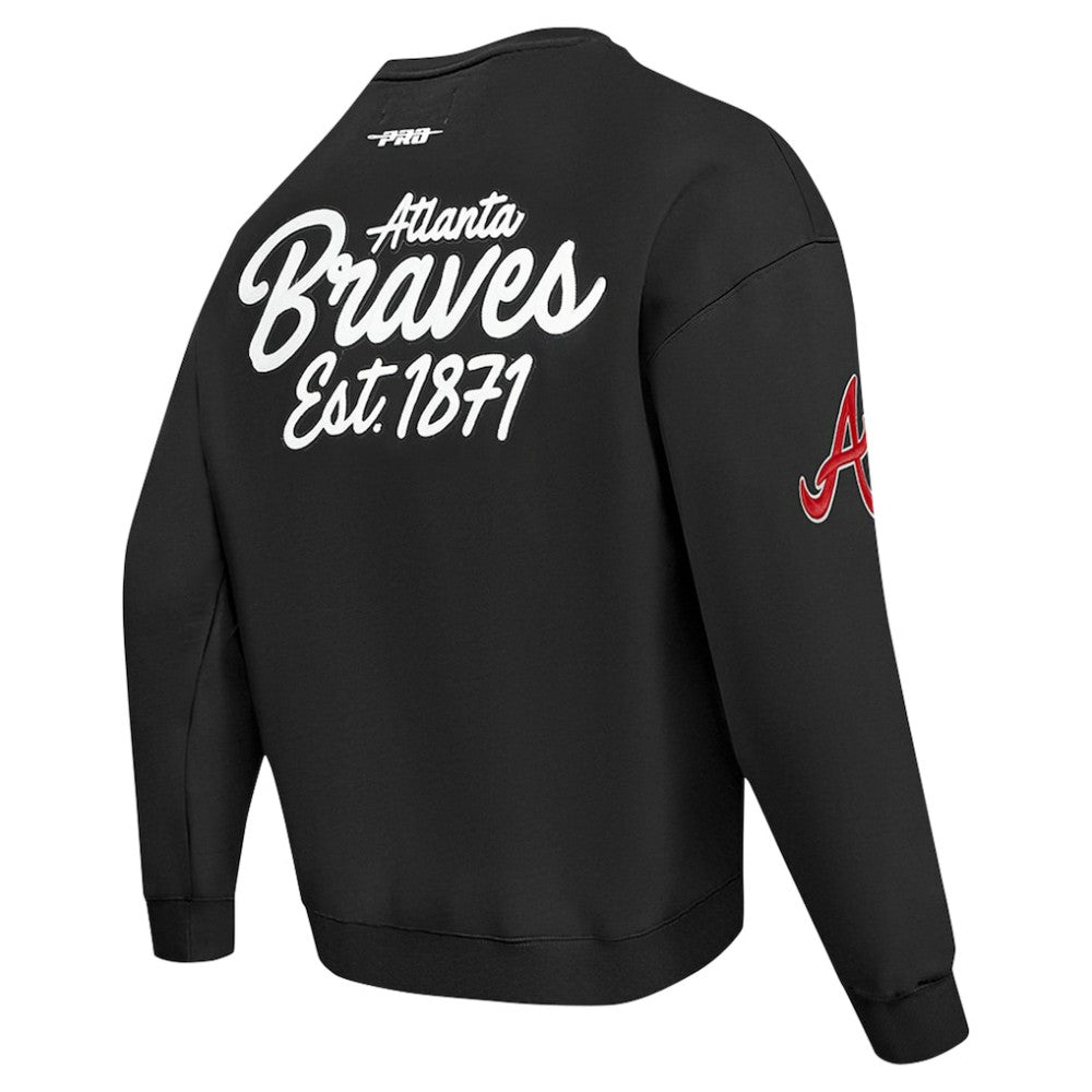 Atlanta Braves Pro Standard Paint The City Dropped Shoulder Pullover Sweatshirt Black
