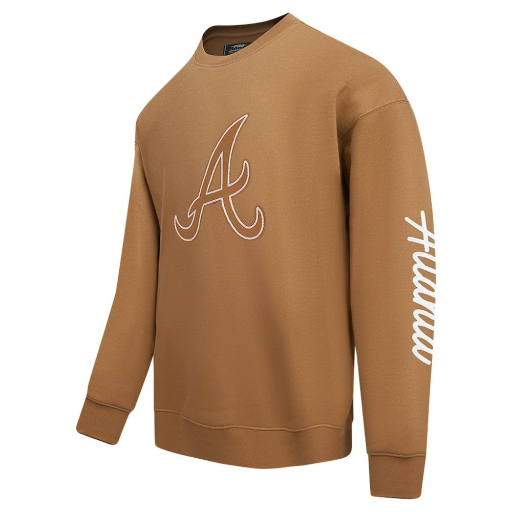 Atlanta Braves Pro Standard Paint The City Dropped Shoulder Pullover Sweatshirt Brown