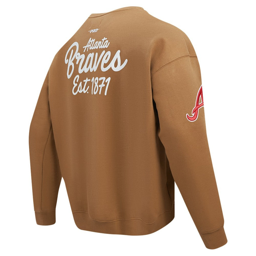Atlanta Braves Pro Standard Paint The City Dropped Shoulder Pullover Sweatshirt Brown