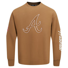 Atlanta Braves Pro Standard Paint The City Dropped Shoulder Pullover Sweatshirt Brown