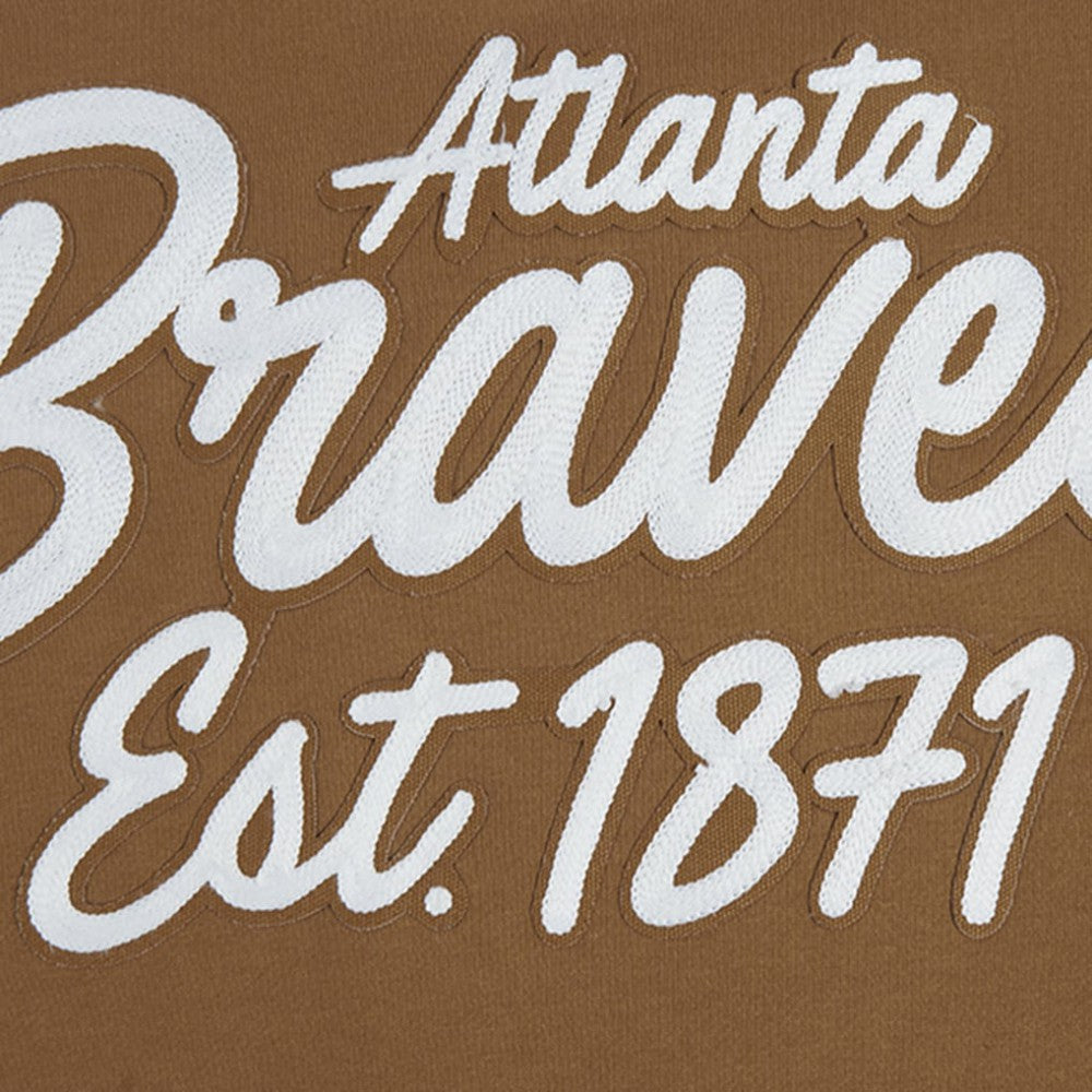 Atlanta Braves Pro Standard Paint The City Dropped Shoulder Pullover Sweatshirt Brown
