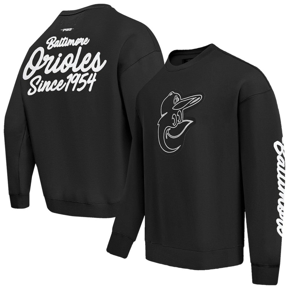 Baltimore Orioles Pro Standard Paint The City Dropped Shoulder Pullover Sweatshirt Black