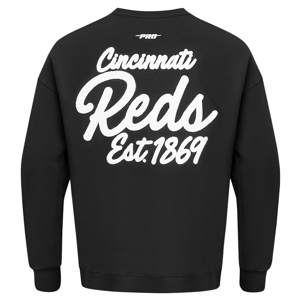Cincinnati Reds Pro Standard Paint The City Dropped Shoulder Pullover Sweatshirt Black