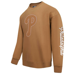 Philadelphia Phillies Pro Standard Paint The City Dropped Shoulder Pullover Sweatshirt Brown