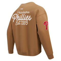 Philadelphia Phillies Pro Standard Paint The City Dropped Shoulder Pullover Sweatshirt Brown