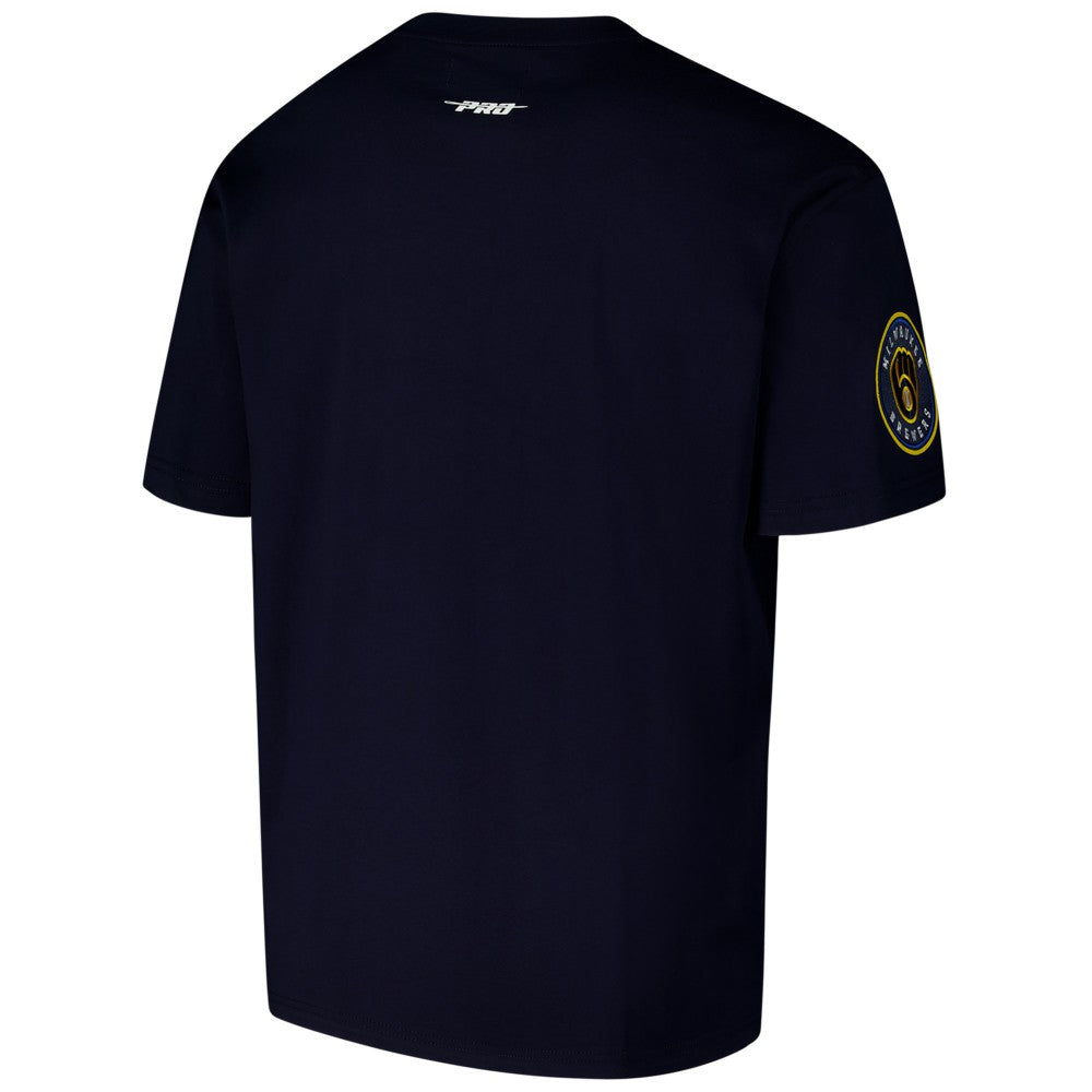Milwaukee Brewers Pro Standard Turn It Up Dropped Shoulder T-Shirt Navy