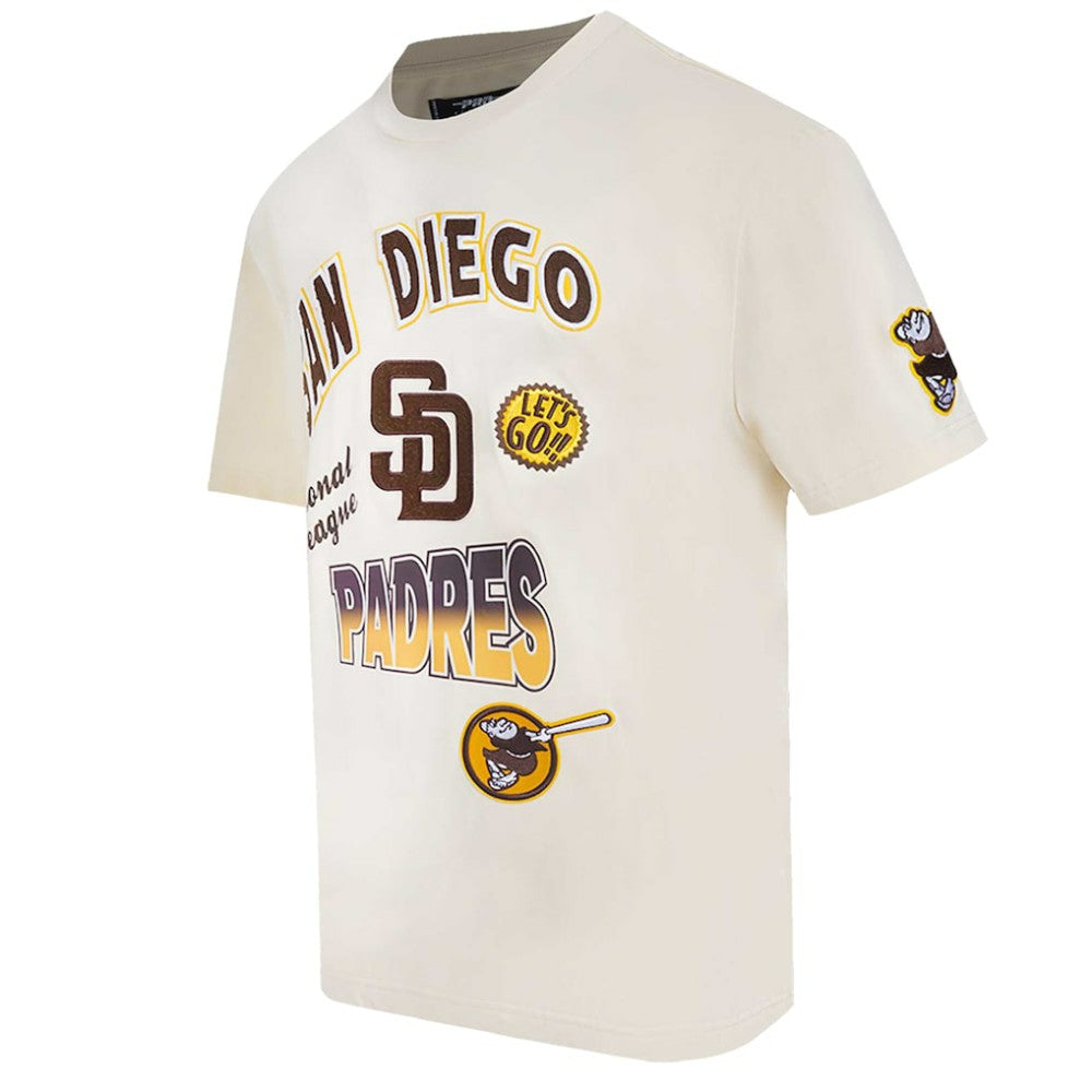 San Diego Padres Pro Standard Turn It Up Dropped Shoulder T-Shirt Cream
