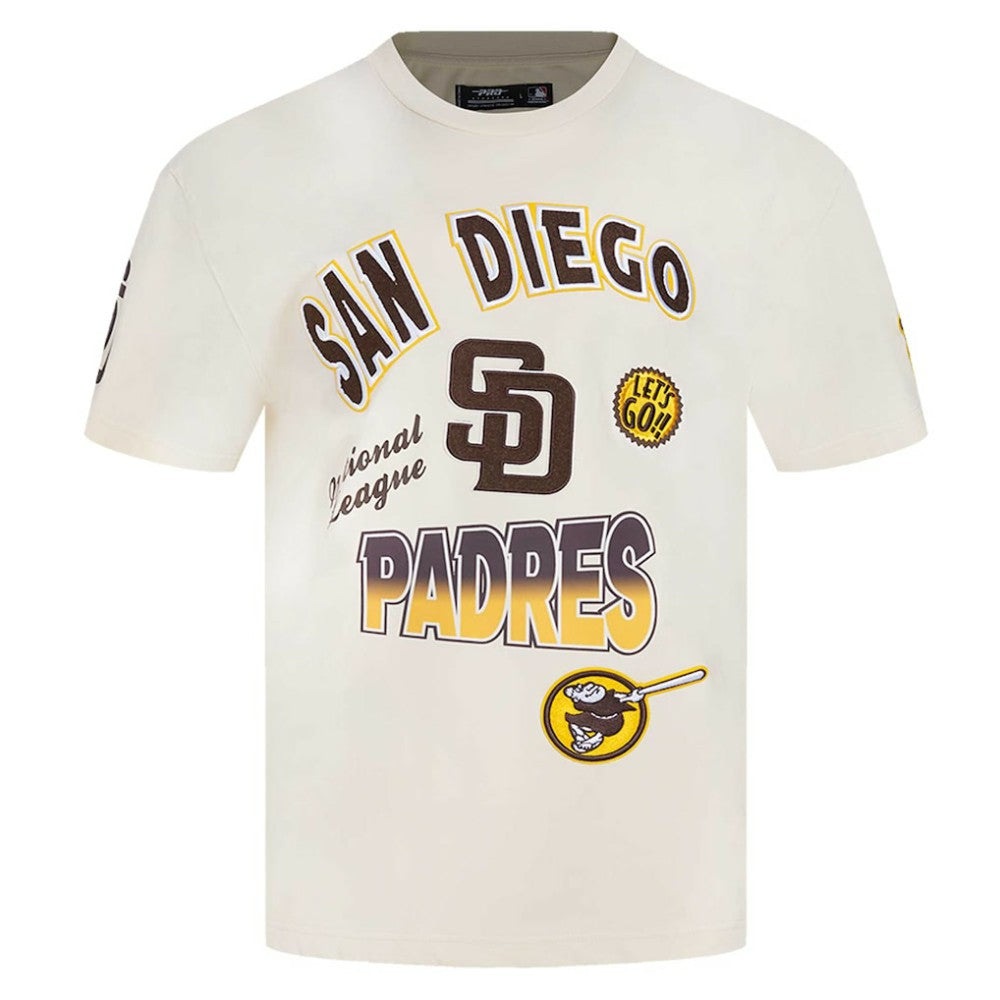 San Diego Padres Pro Standard Turn It Up Dropped Shoulder T-Shirt Cream