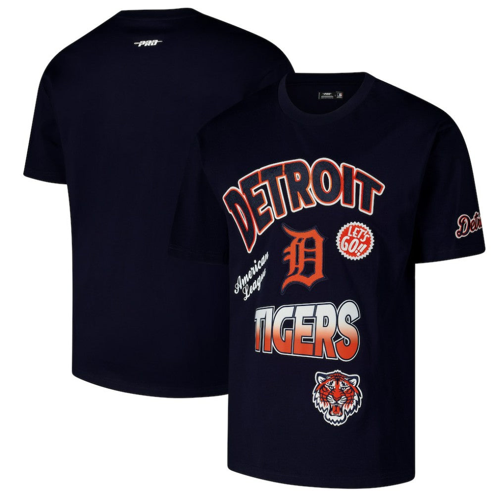 Detroit Tigers Pro Standard Turn It Up Dropped Shoulder T-Shirt Navy
