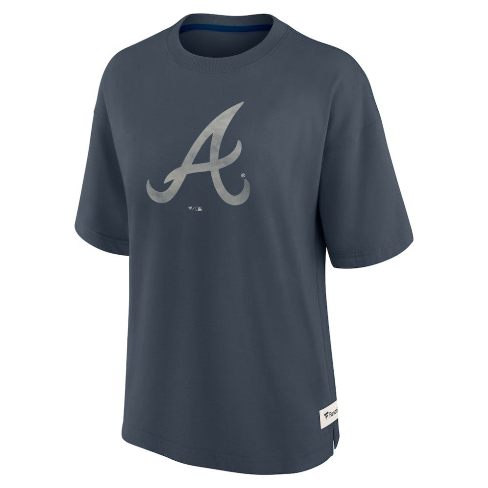 Atlanta Braves Women's Oversized Elements Raw Edge Future Ground T-Shirt Blue