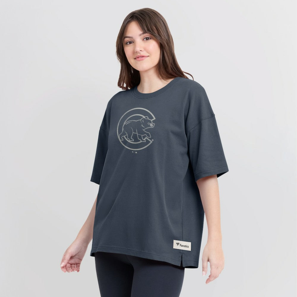 Chicago Cubs Women's Oversized Elements Raw Edge Future Ground T-Shirt Blue