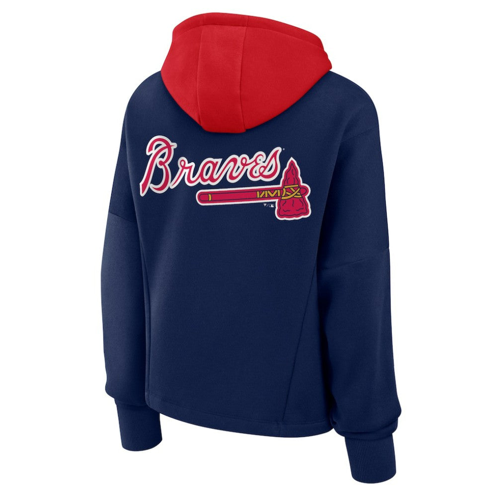 Atlanta Braves Women's Oversized Legacy Favorite Spectator Pullover Hoodie Navy
