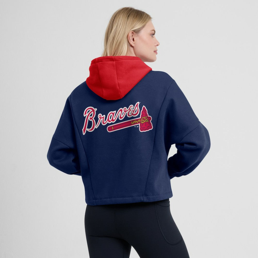 Atlanta Braves Women's Oversized Legacy Favorite Spectator Pullover Hoodie Navy