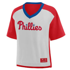 Philadelphia Phillies Oversized Race To Win V-Neck T-Shirt Red/Graphite