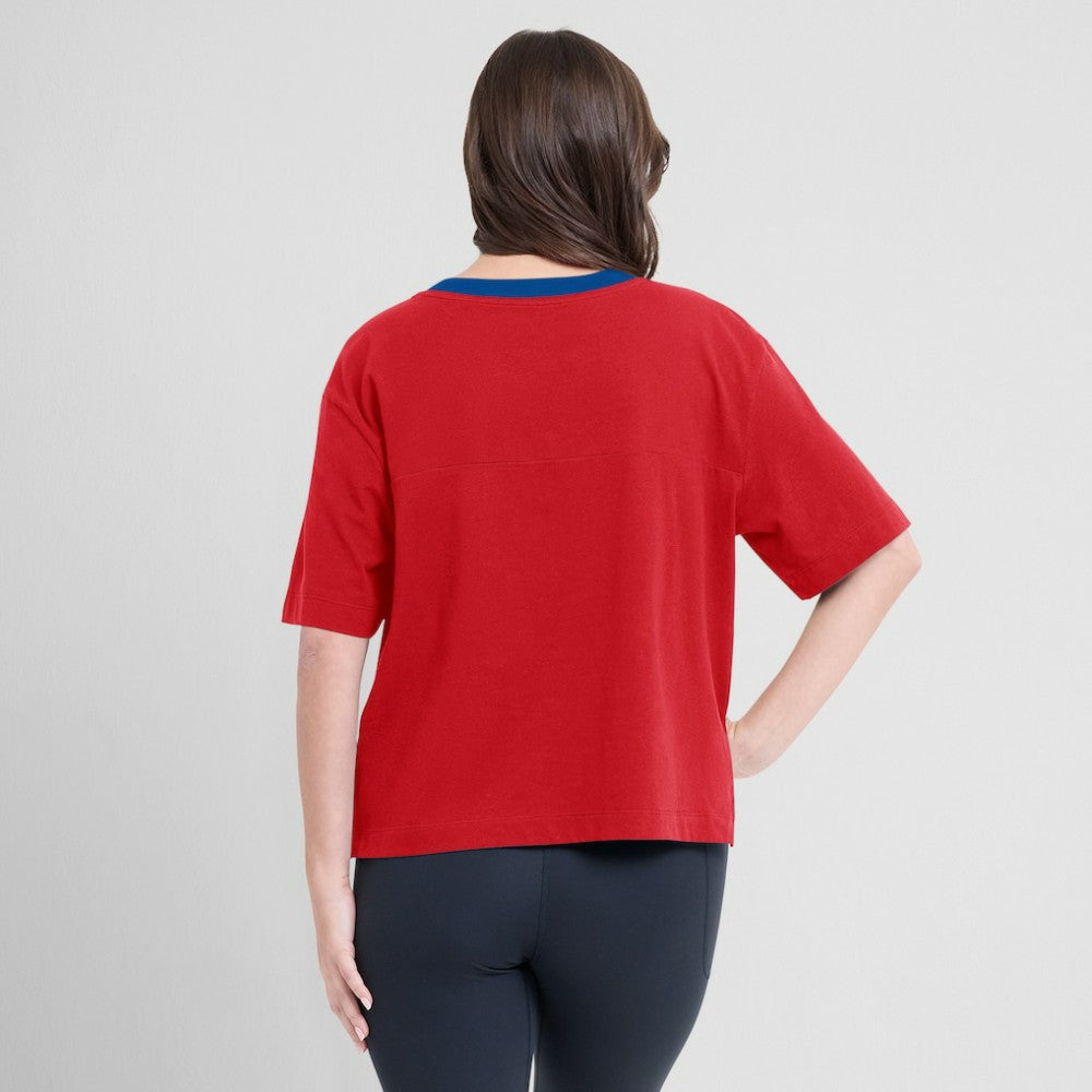 Philadelphia Phillies Oversized Race To Win V-Neck T-Shirt Red/Graphite
